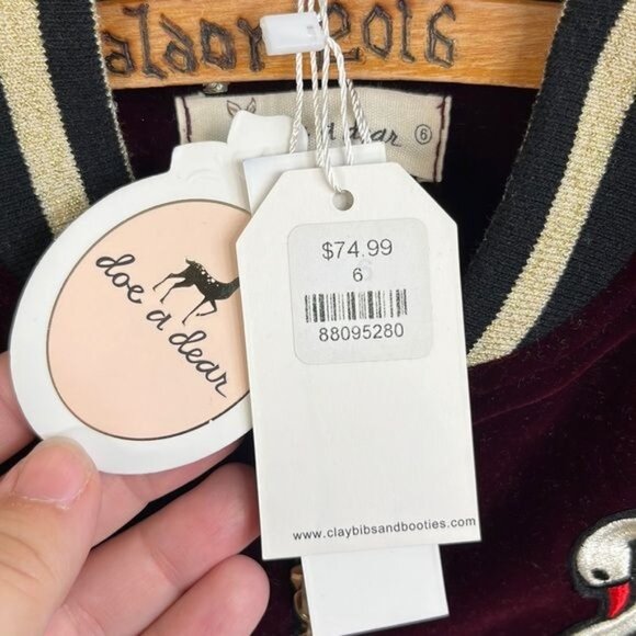 Doe a Deer Velvet Swan Bomber Jacket - Picture 7 of 7